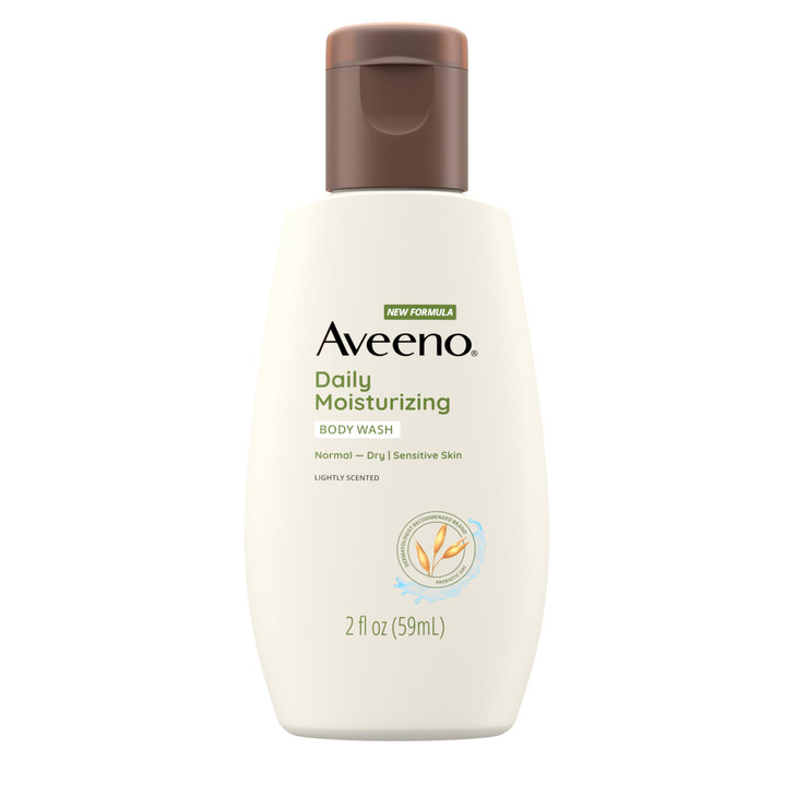 Aveeno Daily Moisturizing Body Wash for Sensitive Skin + Prebiotic Oat, Gently Cleanses Dry Skin & Feels Moisturizing, Light Fragrance, Travel Size,