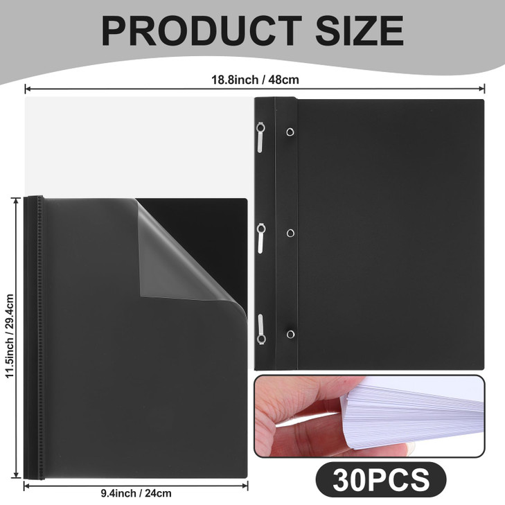30 Pcs Clear Front Report Covers with 3 Prongs Presentation Folders Plastic Resume Portfolio Report Letter Size Presentation Binder for Paper Documen