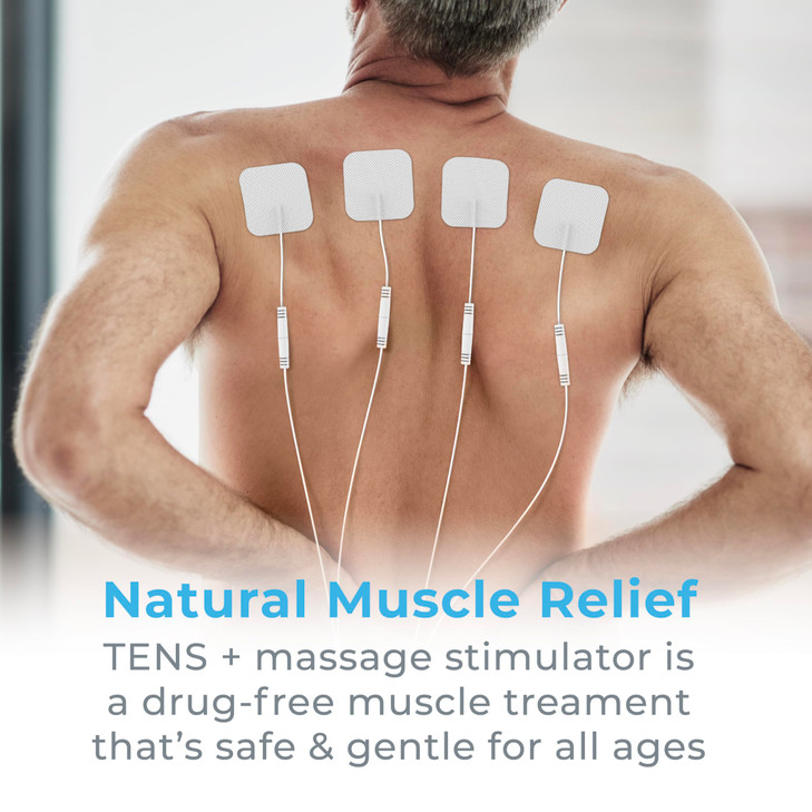 Pure Enrichment PurePulse TENS Electronic Pulse Stimulator - Muscle Relief & Massager; 2 Channels, 4 Electrode Pads, Easy Controller with 6 Programs