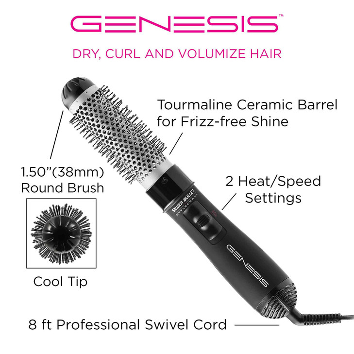 StyleCraft Silver Bullet Genesis Professional Round Hot Brush Hair Styler,1.50"