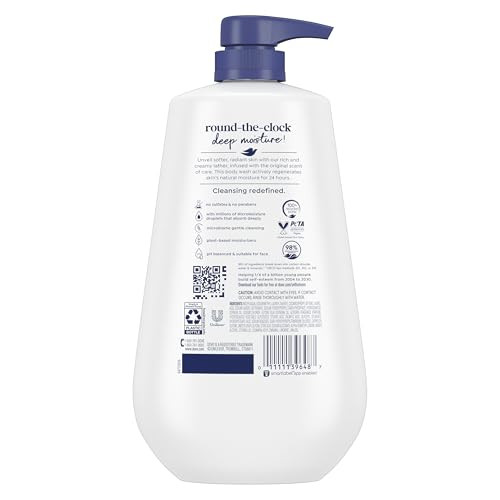 Dove Body Wash Deep Moisture for 24hr Lotion-Soft Skin Moisture Moisturizing Skin Cleanser with No Sulfates No Parabens 30.6 oz
