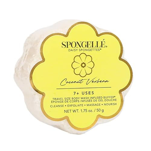 Spongelle Coconut Verbena Spongette Loofah Body Scrubber | Bath & Shower Loofah for Women | Body Scrubber Exfoliator with Body Wash Infused Sponge |