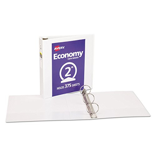 Avery 05731 Economy Round Ring View Binder, 2-Inch Cap, Letter Size, White, 1/EA