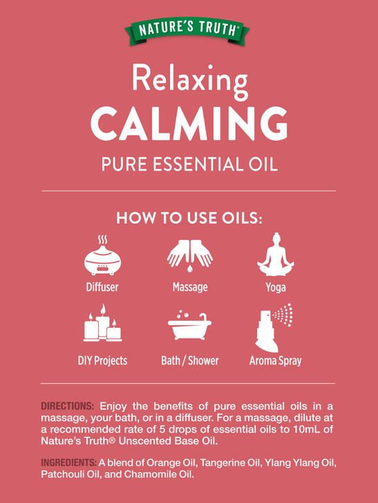 Nature's Truth Calming Pure Essential Oil | 15 mL | for Diffusers and Aromatherapy | Plant Based, Non-GMO & Gluten Free