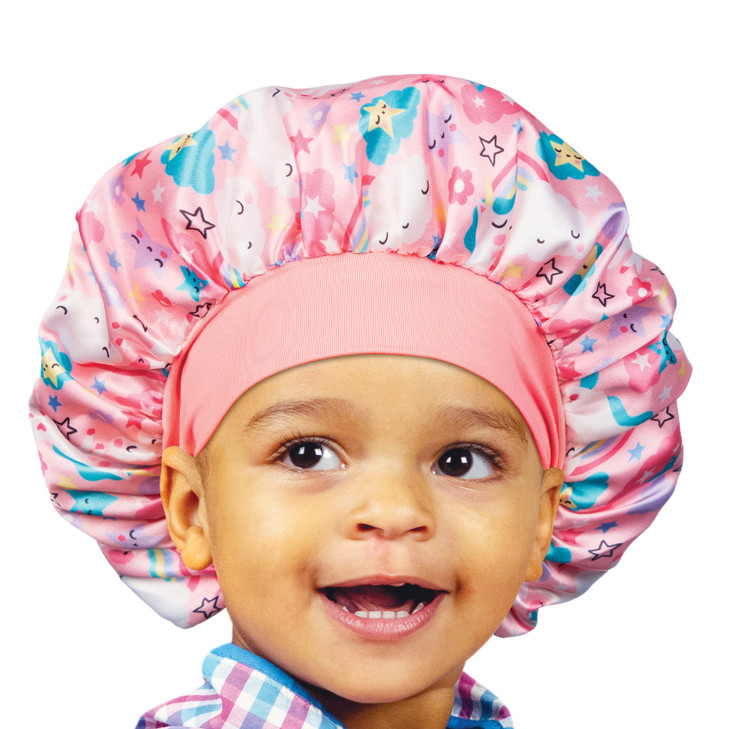Red by Kiss Toddler Satin Bonnet Sleep Cap for Toddlers, Soft, Stretchy, and Safe, Protects Fragile Hair from Frizz & Breakage, Friction Bald Spots (