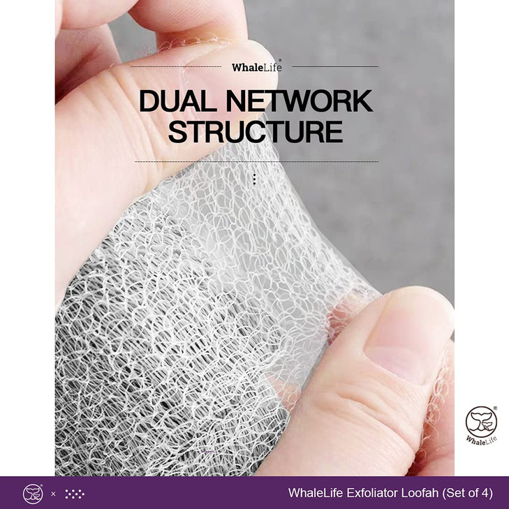 Loofah Sponge Bath Sponge for Women Men 4 Pack (White Rough Surface)