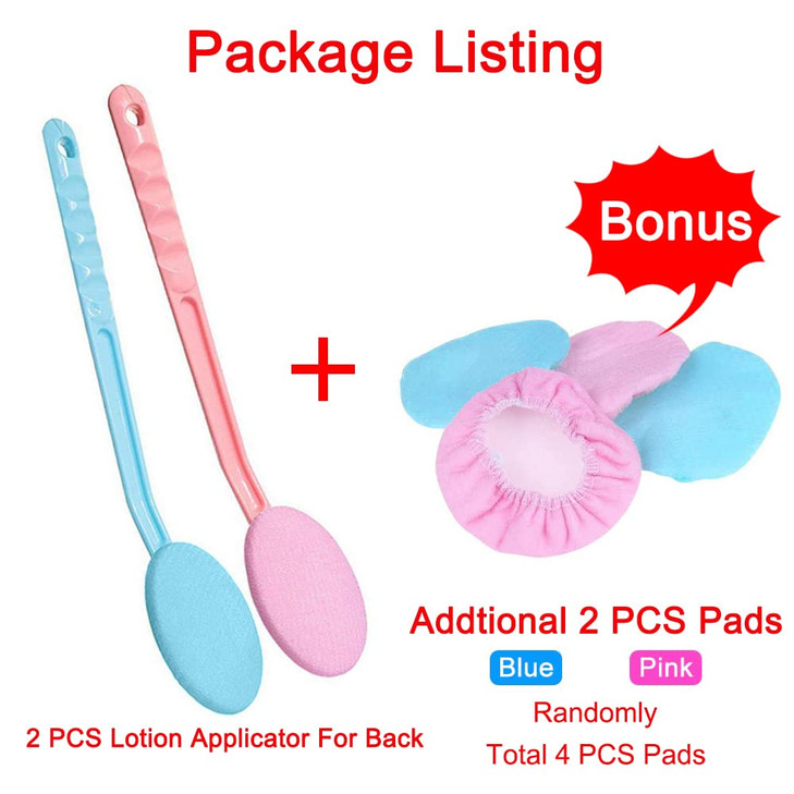 Eyxformula 2 Pcs Back Lotion Applicator with Long Handle & 2 Replacement Pads for Self-Tanning, Sunscreen, Cream, Moisturizer  Easy Reach Body Lotio