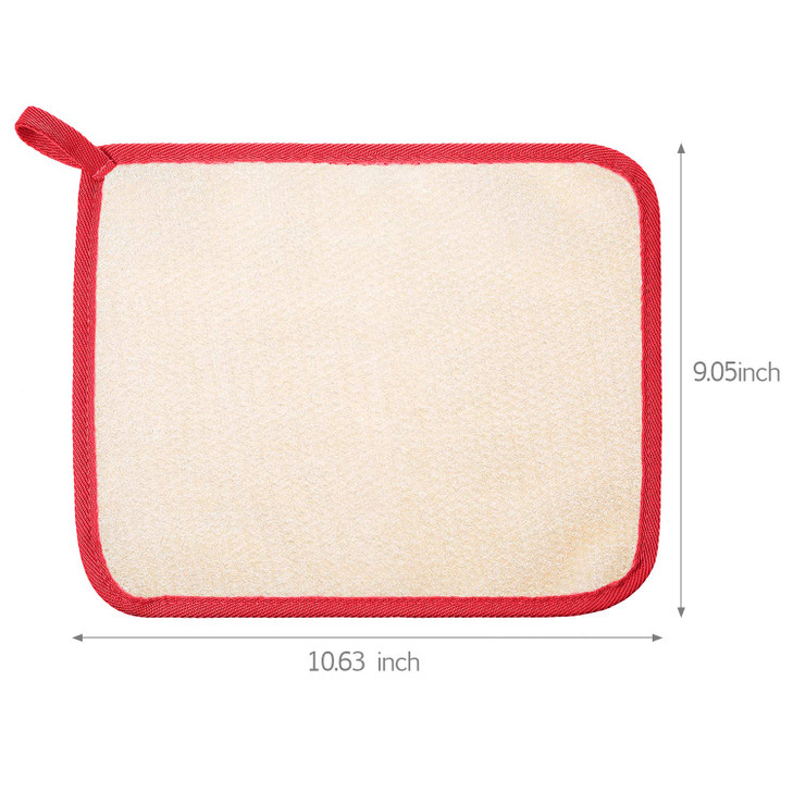 Tatuo 5 Pcs Exfoliating Face and Body Wash Cloths Towel Weave Bath Exfoliating Scrub Massage Bath Cloth for Women and Men, 10.63 x 9.05 Inch(Red Edge