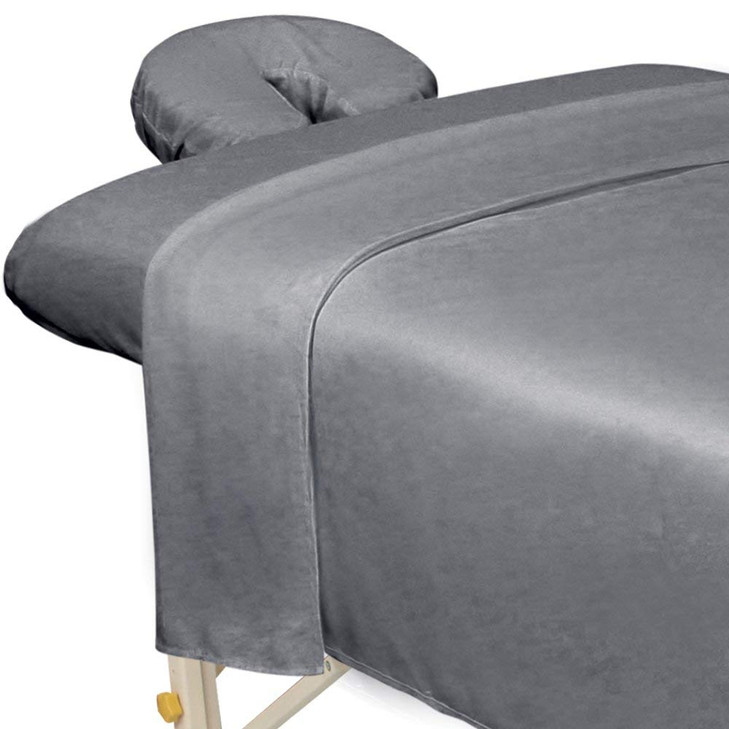 ForPro Professional Collection Premium Microfiber 3-Piece Massage Sheet Set, Cool Grey, Ultra-Light, Stain, and Wrinkle-Resistant, Includes Flat, Fit