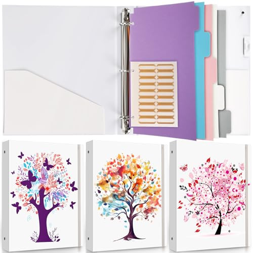 TaoBary 3 Pcs 3 Ring Binder 1 Inch Pastel Color Receipt Binders Organizer Dividers with Tabs 2 Pockets Fits for Us Letter Size 8.5 x 11 Paper for Off