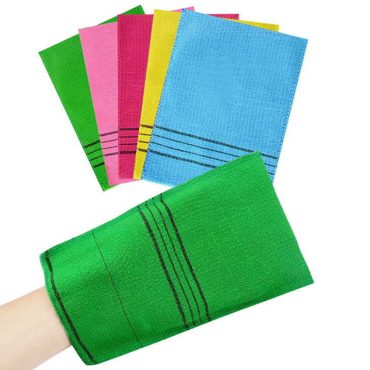 6 Pcs Exfoliating Washcloth, Korean Exfoliating Mitt Colorful Korean Exfoliating Cloth for Removing Dry, Large Size Exfoliating Body Scrubber Christm