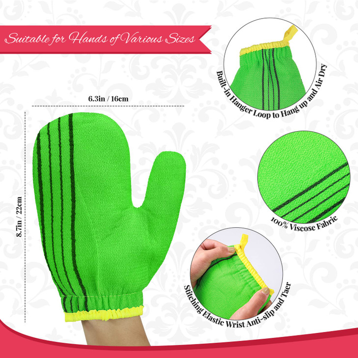 3 Pieces Korean Exfoliating Mitt Exfoliating Washcloth Korean Body Scrub Mitt Italy Face Shower Cloth Asian Bath Massage Mitts for Women and Men Wash