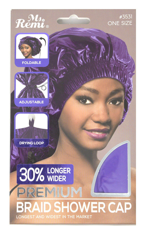 Ms Remi Premium Braid Shower Cap Purple 25 inch long and 18.5 inch wide