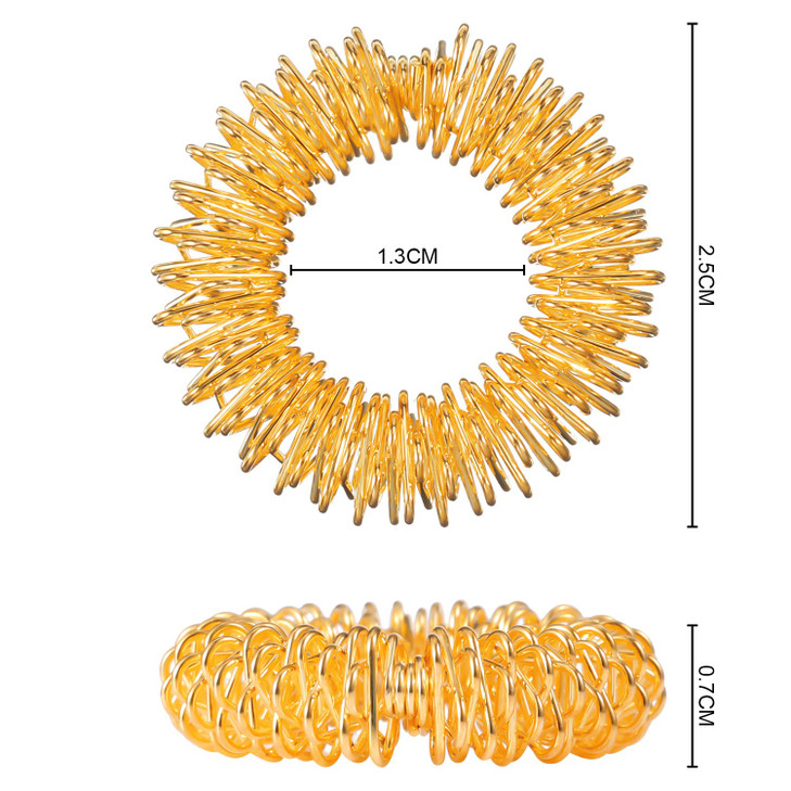 Blulu 30 Pack Spiky Finger Sensory Ring Gold Silver Acupressure Rings for Fingers Stress Relief Massager Toys for Teens Adults Silent Stress Reducer(