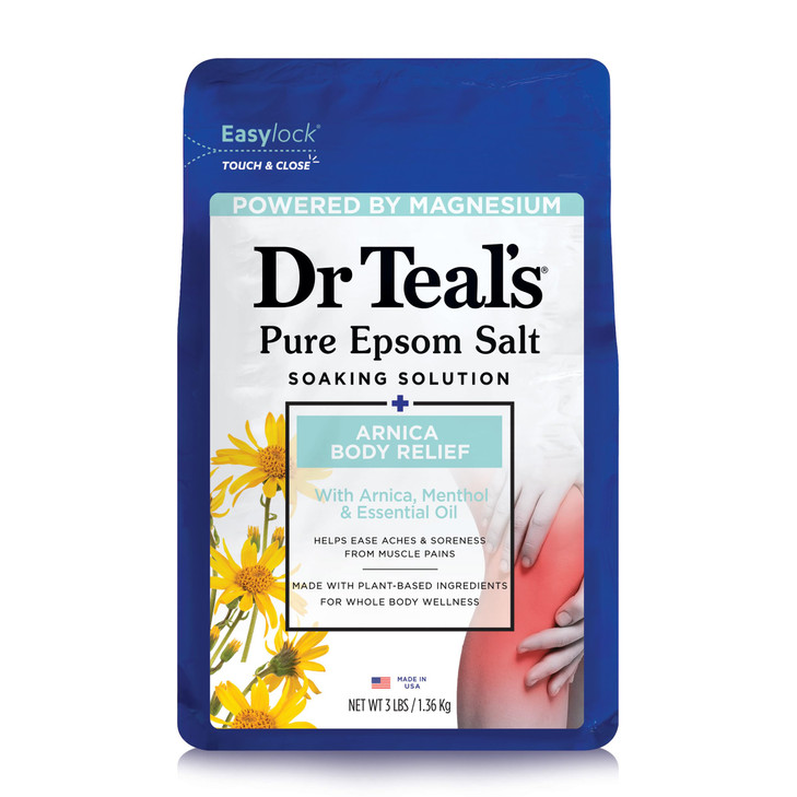 Dr Teal's Epsom Salt Magnesium Soak, Arnica Body Relief with Arnica, Menthol & Essential Oils, 3 lbs