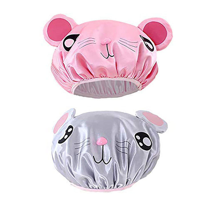 G2PLUS Shower Cap, 2PCS Funny Cute Cartoon Bath Hat, Waterproof Shower Bath Caps, Elastic Bath Cap for Boys or Girls