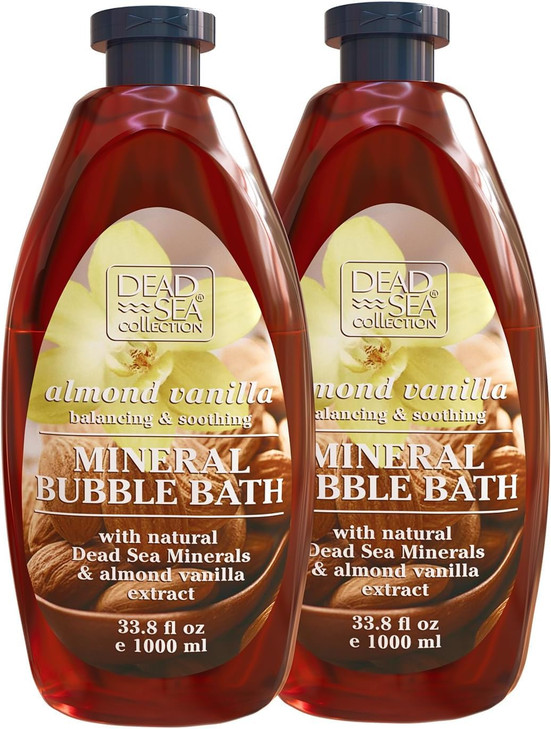 Dead Sea Collection Bubble Bath with Almond Vanilla for Women and Men - Sweet Almond Oil and Dead Sea Salt - Nourishing and Moisturizing Skin - Pack
