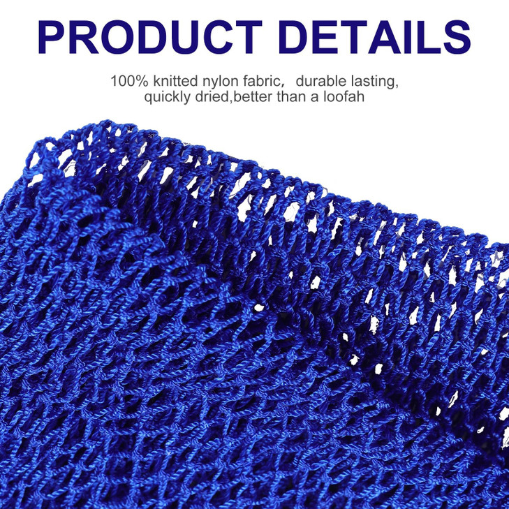Geiserailie African Net Sponge Long Bathing Net Shower Body Scrubber Back Scrubber Skin Smoother Bathing Sponge for Daily Use or Stocking Stuffer(Blu