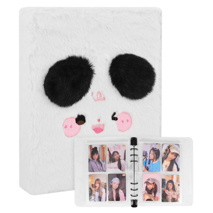 Kpop Photocard Binder Plush Photo Album with 30Pcs Inner Pages 2x3" Photo Card Holder Book Sleeves 6 Rings 4-Pocket Card Protector (Cute Puppy)