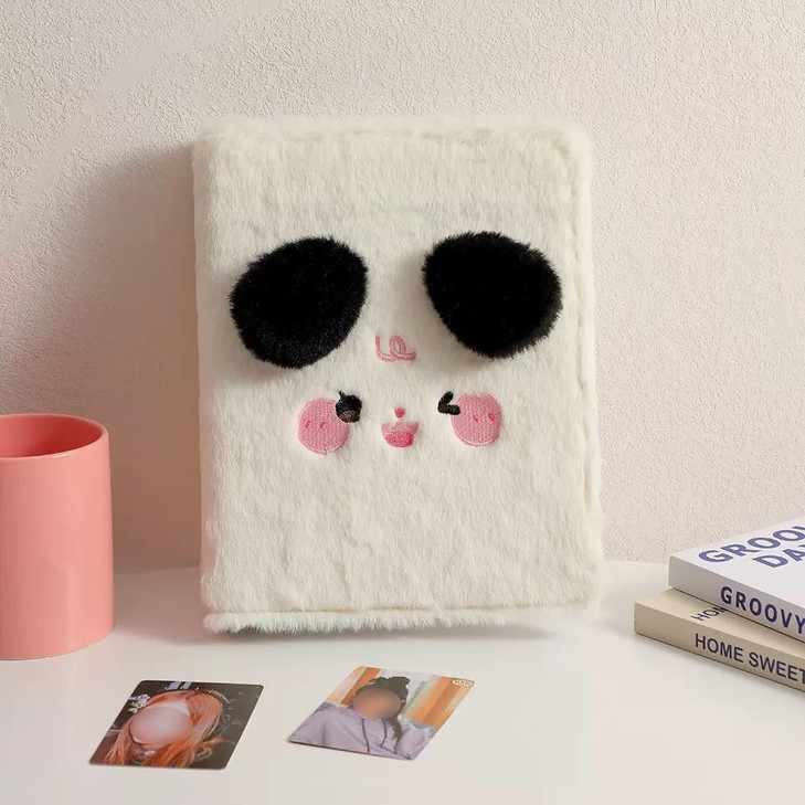 Kpop Photocard Binder Plush Photo Album with 30Pcs Inner Pages 2x3" Photo Card Holder Book Sleeves 6 Rings 4-Pocket Card Protector (Cute Puppy)