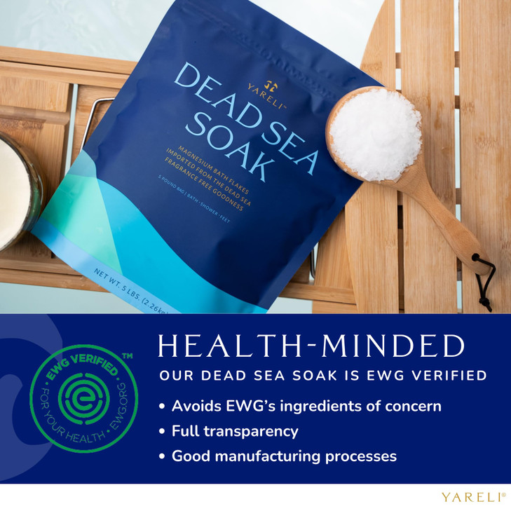 Yareli Magnesium Flakes, 5lb, Dead Sea Bath and Foot Soak, Alternative to Epsom Salt with Over 250,000mg of Magnesium Chloride Per Bag