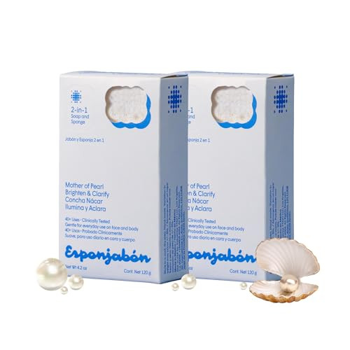 T.Taio Esponjabon Mother of Pearl Soap Sponge - Cleansing Shower Scrubber - Cleaning Bath Wash Scrub - Oil Removal - Massage & Lather Foot, Elbow, &