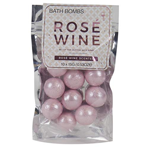 Gift Republic Rosé Scented Bath Bombs Pink Sparkly Mini Fizzies Pampering for Women Mother's Day Birthday Teachers Christmas Pack of 10