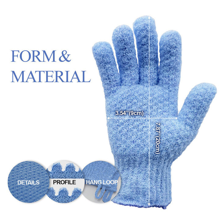 Evridwear Exfoliating Glove for Shower Men and Women, Dual Texture Bath Body Scrub Gloves Dead Skin Cell Remover for Home Spa, Massage, with Hanging