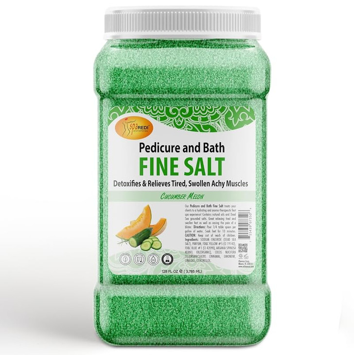 SPA REDI - Detox Foot Soak Pedicure and Bath Fine Salt, Cucumber and Melon, 128 Oz - Made with Dead Sea Salts, Argan Oil, Coconut Oil, and Essential