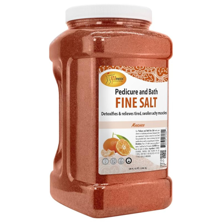 SPA REDI - Detox Foot Soak Pedicure and Bath Fine Salt, Mandarin, 128 Oz - Made with Dead Sea Salts, Argan Oil, Coconut Oil, and Essential Oil - Hydr