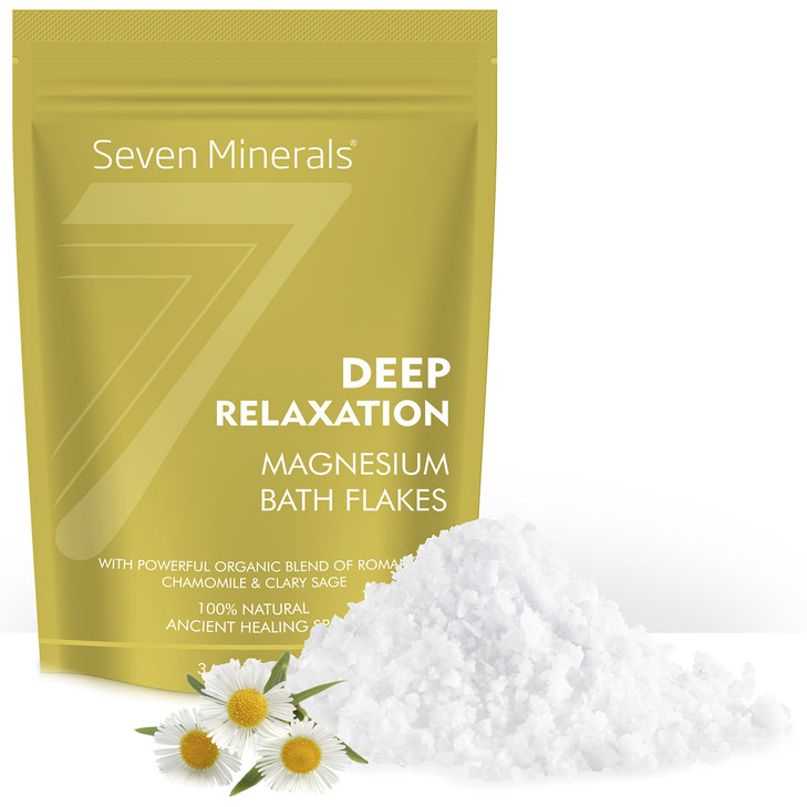 Seven Minerals Deep Relaxation Magnesium Chloride Flakes 3lb  Absorbs Better Than Epsom Salt - Unique Full Bath Soak Formula for Stress and Relaxing