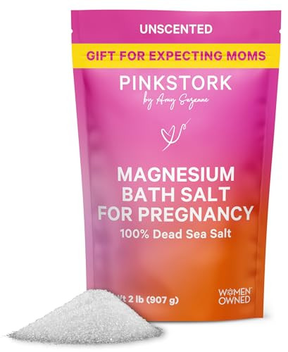 Pink Stork Pregnancy Bath Soak  Unscented Magnesium Flakes for Bath or Foot Soak  Pure Dead Sea Salt  Relief for Pregnancy Aches, Swollen Feet, an