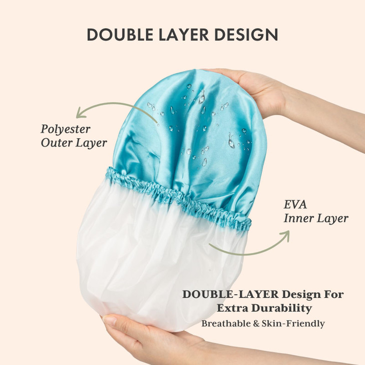 AmazerBath Shower Cap, 4 PCS Shower Caps for Women Reusable Waterproof, Double Layers Hair Cap for Shower, Elastic and Flexi Bath Caps, Environmental