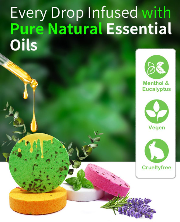 Shower Steamers Aromatherapy - 8 Pack Organic Shower Bombs with Natural Essential Oil, Self Care and Stress Relief Birthday/Home Spa/Christmas Stocki