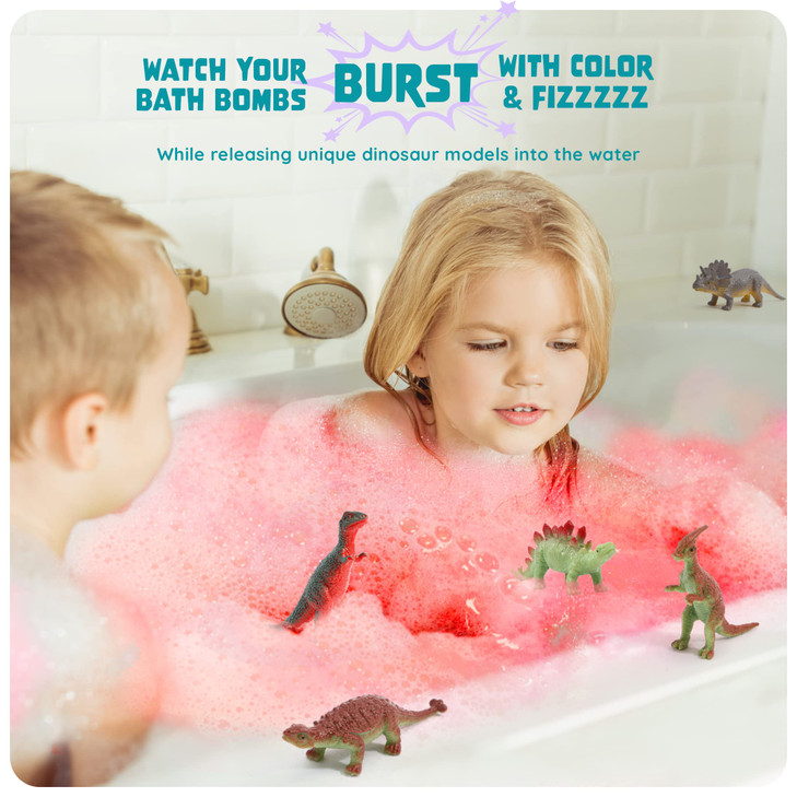 Dan&Darci Dino Egg Bath Bombs for Kids - Kid Baths Bomb with Surprise Inside - Dinosaur Toys Easter Gift for Boys and Girls Ages 6 7 8 Years Old Gift