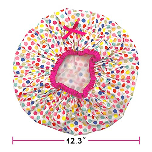 Reusable Bath & Shower Cap Lined, Oversized Waterproof Shower Caps Large Designed for all Hair Lengths with PEVA Lining & Elastic Band Stretch Hem Ha
