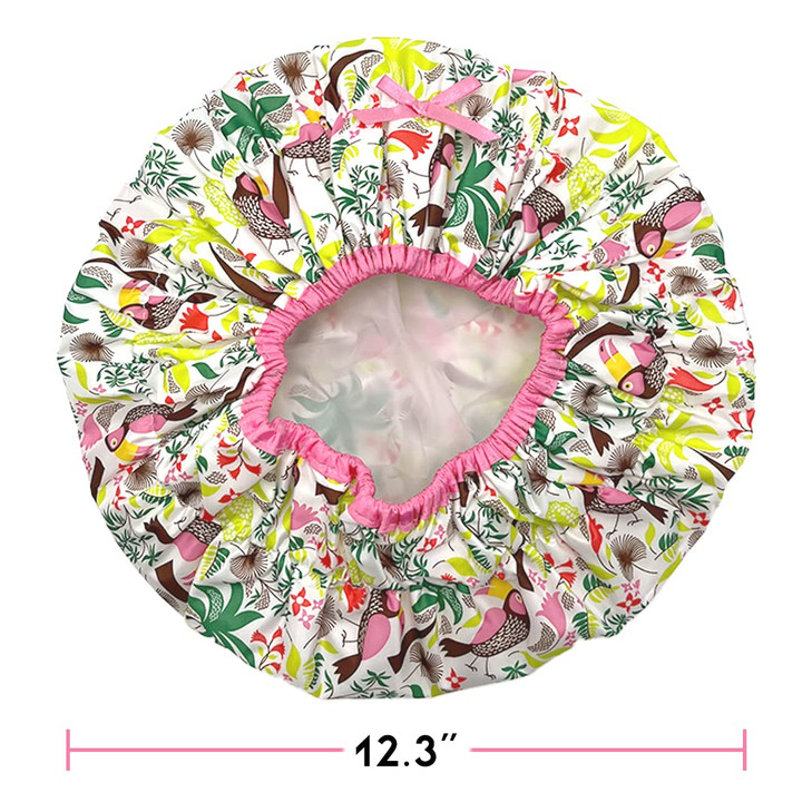Reusable Bath & Shower Cap Lined, Oversized Waterproof Shower Caps Large Designed for all Hair Lengths with PEVA Lining & Elastic Band Stretch Hem Ha
