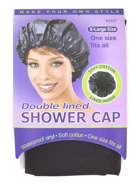 Annie X-large Double Lined Shower Cap Waterproof (Black) #4407