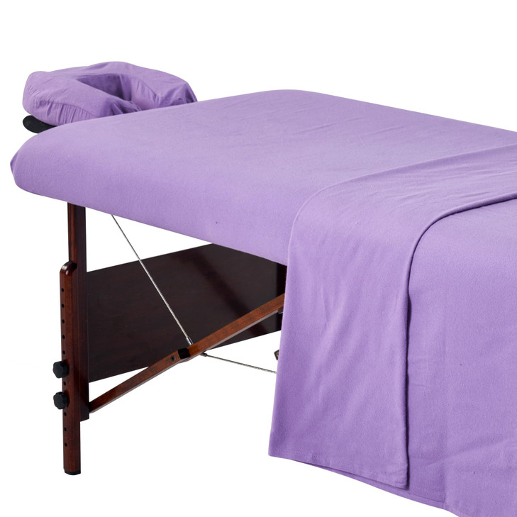 Master Massage Universal Massage Table Flannel Sheet Cover Set 3 in 1 (In 6 Colors) Table Cover, Face Cushion Cover, Table Sheet (Purple)