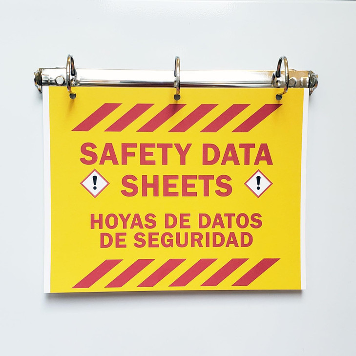 SDS Magnetic Hanging 3-Ring for conspicuous Display of Safety Data Sheets. 1 ½ D Ring with SDS Cover Sheet. (1 1/2" Capacity D)
