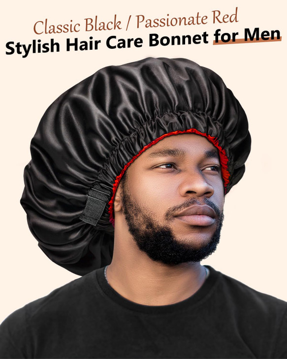 mikimini Satin Bonnet for Men and Women, Reversible Double Layer Sleeping Bonnet for Hair Braids with Anti-slip Adjustable Elastic Band Super Soft (X