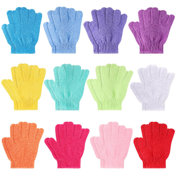 BTYMS 24 Pcs Shower Exfoliating Gloves Hand Exfoliating Glove Body Scrubber Loofah Washing Gloves for Shower, Spa, Massage and Body Scrubs, Dead Skin