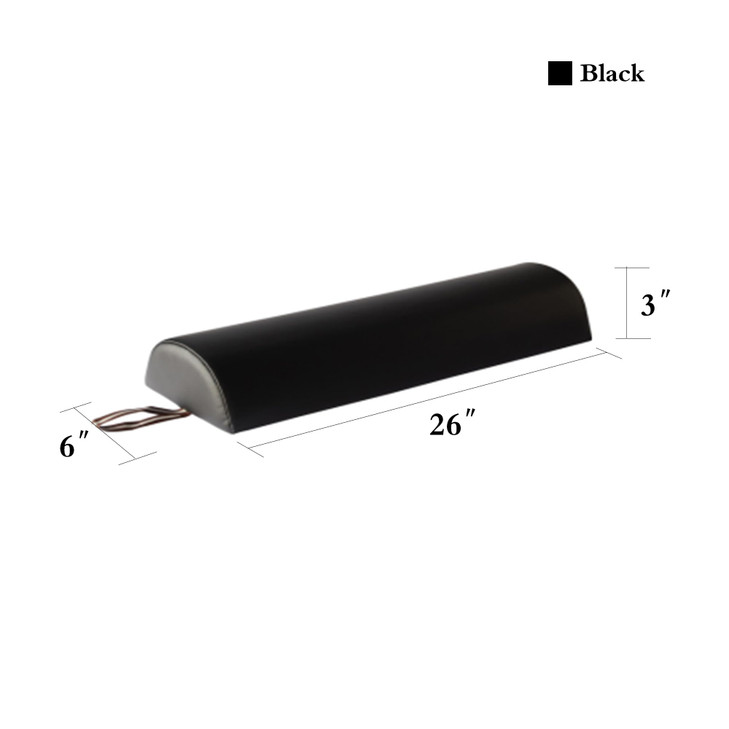 Master Massage 6 Inch Semi Round Bolster Table Cushion Pillow Black
