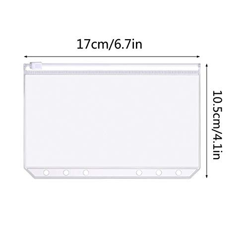 Yoodelife A6 Size Binder Pockets Plastic Binder Zipper Folders Waterproof 6 Holes Zipper Loose Leaf Bags for Pouch Document Filing Notebooks Cards Ba