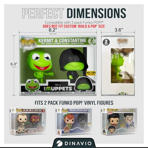 Dinavio Crafthouse Premium 0.7mm Heavy Duty Plastic 2 Pack Funko Pop Protector Compatible Funko POP! 2 Pack Vinyl Figures - Ultra Thick 0.7mm, Crysta