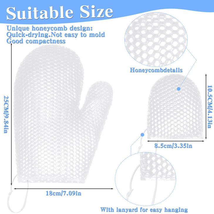 Vesici 2 Pcs Honeycomb Exfoliating Glove Set Exfoliating Bath Mitt Honeycomb Face and Body Scrubber Shower Mitt Sponges for Cleaning Body Shower Face