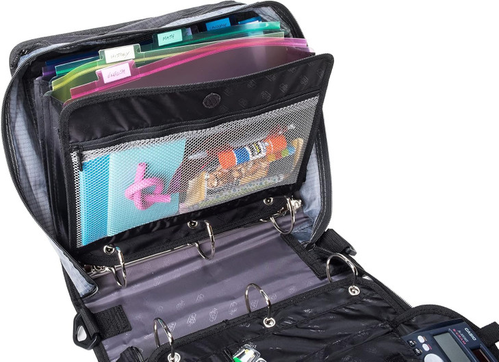 Case-it The Dual 2.0 2-in-1 Zipper Binder | Two 2-Inch D-Rings, 700 Sheet Capacity, 5-Subject Expanding File Folder, Multiple Pockets & Storage Organ