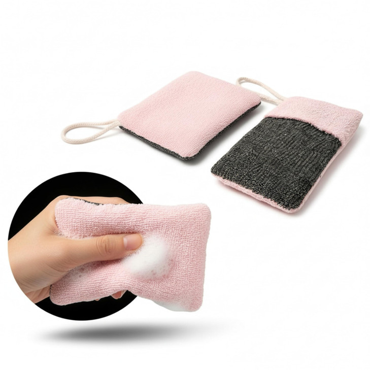 Evelots Soap Saver Sponge with Pocket - 3 Pack Terrycloth Plus Exfoliating Side for Cleansing Bar Soap -No More Wasted Soap Bits -Includes Sponge and