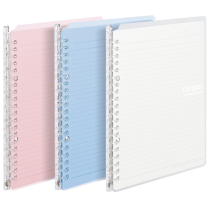Kokuyo Campus Smart Ring Binders 3 Pack, B5 Light Colors Binder Notebooks, Up to 25 Sheets 26 Holes Slim Binder Folder with 10 Campus Sarasara Loose-