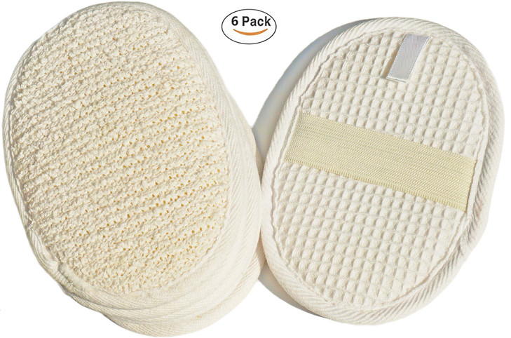 6Pack (Large 6.3x4.3 inches) Exfoliating Face Body Pad (100% Soft Terry Cloth) Cloth Materials Loofah Sponge Scrubber Brush Close Skin for Men and Wo